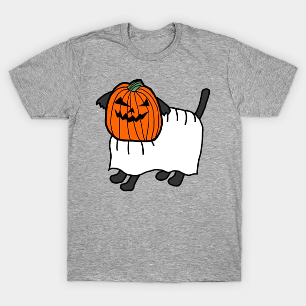 Cute Dog Wearing Halloween Horror Costume T-Shirt by ellenhenryart